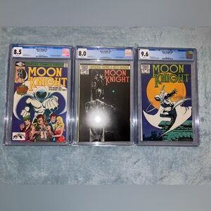 BUNDLE of 3 VINTAGE MOON KNIGHT SLABS: #1, #25, #27 1980 CGC 8.5, 8.0, 9.6